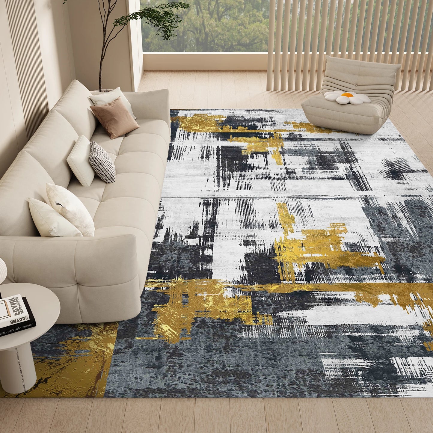 Orhopui Machine Washable Rugs 8'x10' Abstract Washable Area Rugs for Living Room Non-Slip Rugs Bedroom Modern Braided Rugs