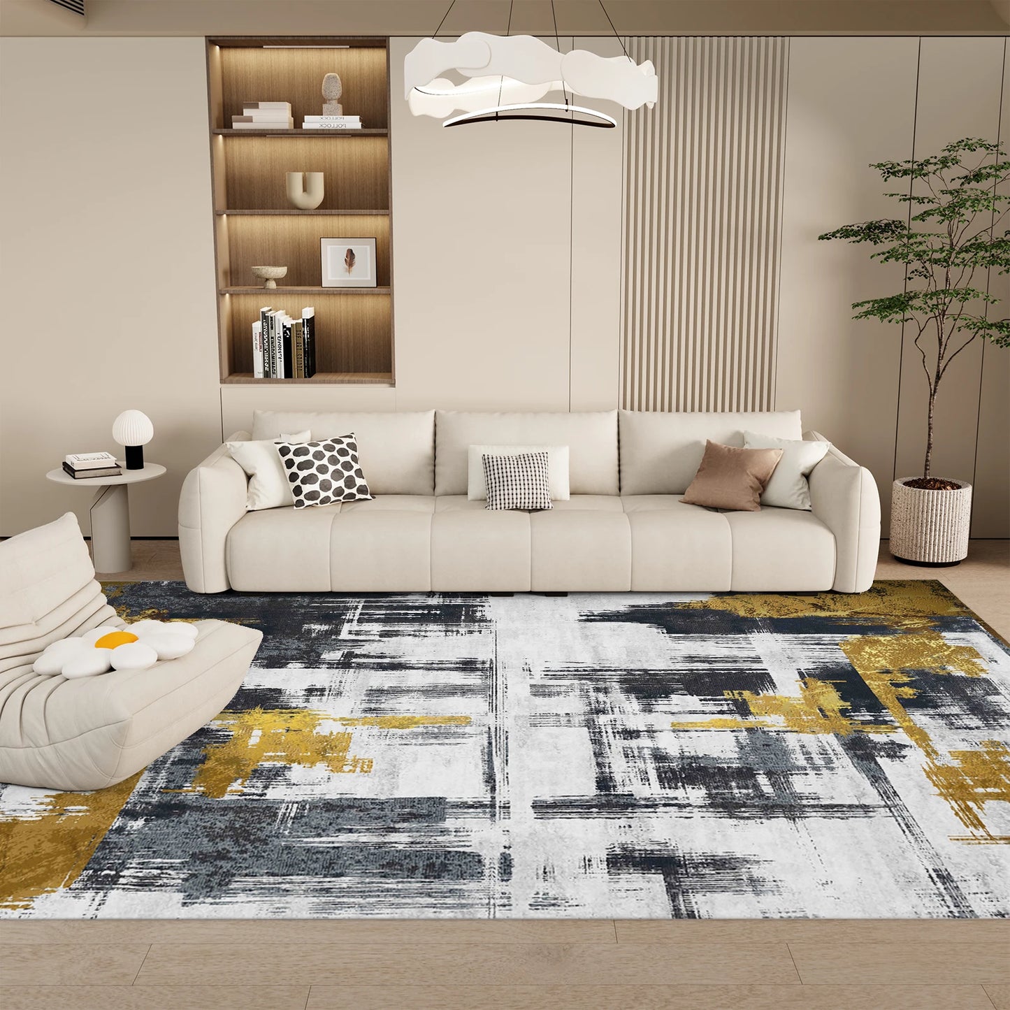 Orhopui Machine Washable Rugs 8'x10' Abstract Washable Area Rugs for Living Room Non-Slip Rugs Bedroom Modern Braided Rugs