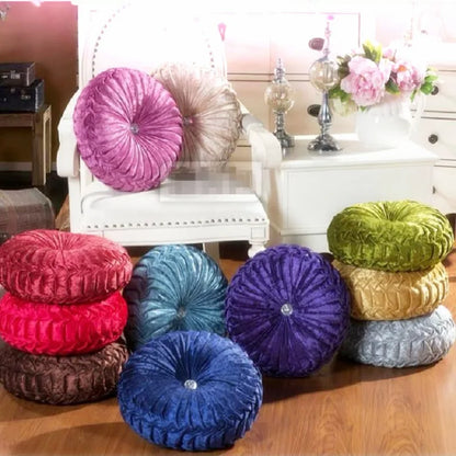 35/40cm Round Pumpkin Pleated Seat Cushion Pillow Pouf Soft Velvet Comfortable Pouf Throw Floor Sofa Home Decor Cojines Coussin