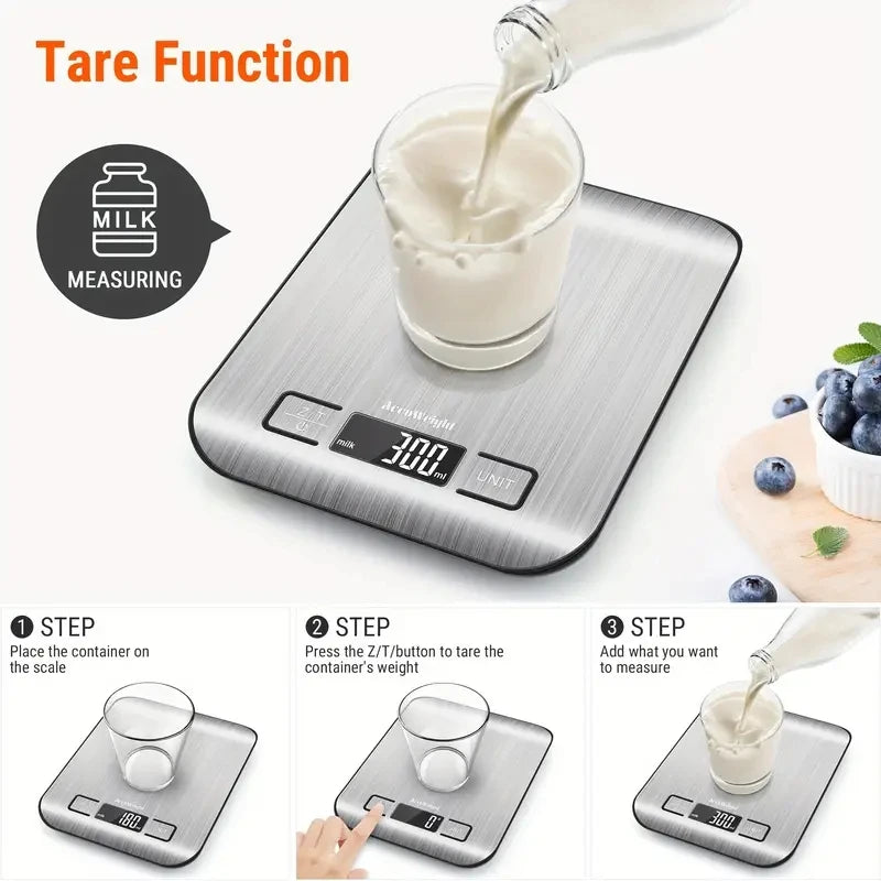 5/10KG Digital Kitchen Scale Stainless Steel Portable Kitchen Food Scale LED Display Electronic Jewelry Baking Weight Scales