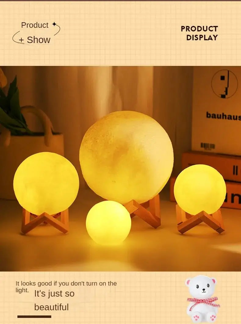 Hot Selling Moon Light Romantic Atmosphere Room Decoration Warm Soft Light Accompany Night Lamp Birthday Gift Button Cell