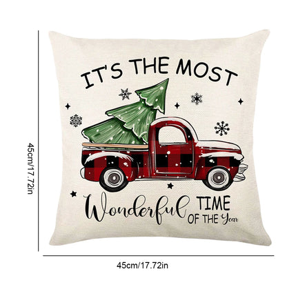 Christmas Throw Pillow Cover Soft Winter Holiday Pillowcase Decorative Cushion Cover Letters Cushion Case for Couch