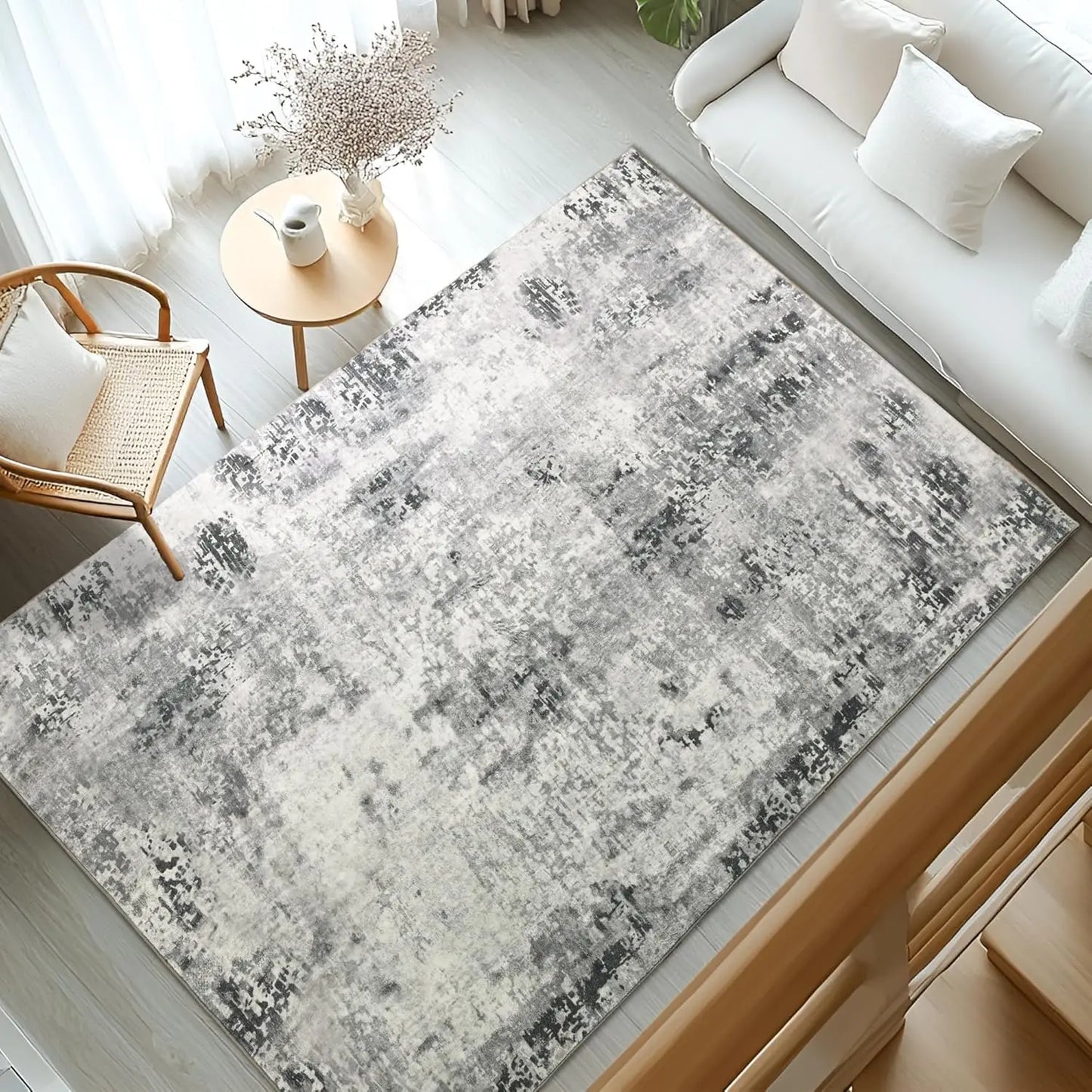 Living Room Area Rugs Soft Large Modern Abstract Area Rug,  Boho Vintage Machine Washable Non Slip Carpet , Low Pile Rugs