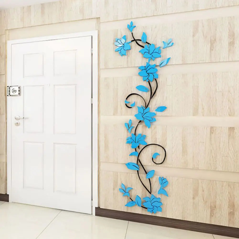 3D Wall Stickers DIY Removable Art Vinyl Vase Flower Tree Decal Mural Home Bedroom Decoration