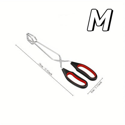 3sizes Barbecue Scissor Tong Non-Slip Grilled Food Bread Tong Metal BBQ Baking Clip with Long Handle Kitchen Cooking Accessories