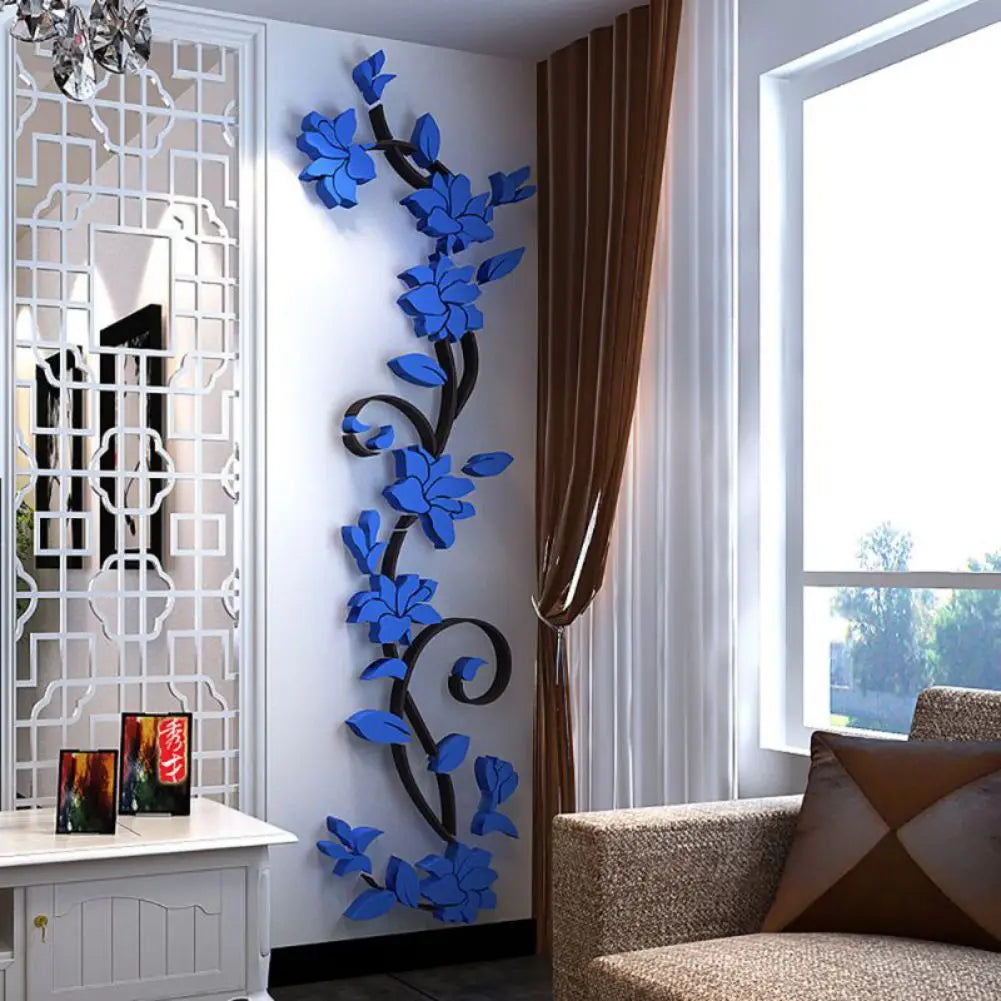 3D Wall Stickers DIY Removable Art Vinyl Vase Flower Tree Decal Mural Home Bedroom Decoration