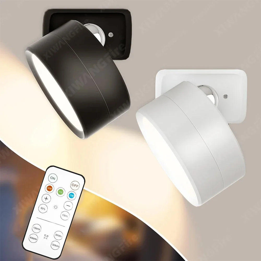 LED Wall Mounted Lights with Remote Wireless Magnetic Wall Sconces 3 Color Dimmable USB Rechargeable for Bedroom Bedside Light