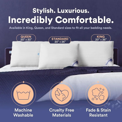 Pillow-Luxury Down Pillows King Size Set Of 2 - Family Made In New York - Cool Breathable Bed Pillows