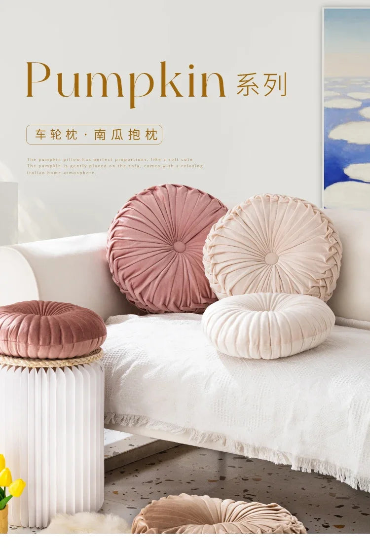 Pumpkin Pillow Round Pillow Pink Cushion Waist Pillow Living Room Sofa B&B Decorative Wheel Futon