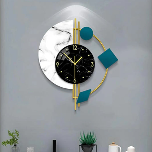 Silent Wall Clock for Living Room Bedroom Wall Decorations Creative Semicircle Marble Quartz Wall Clock Gift