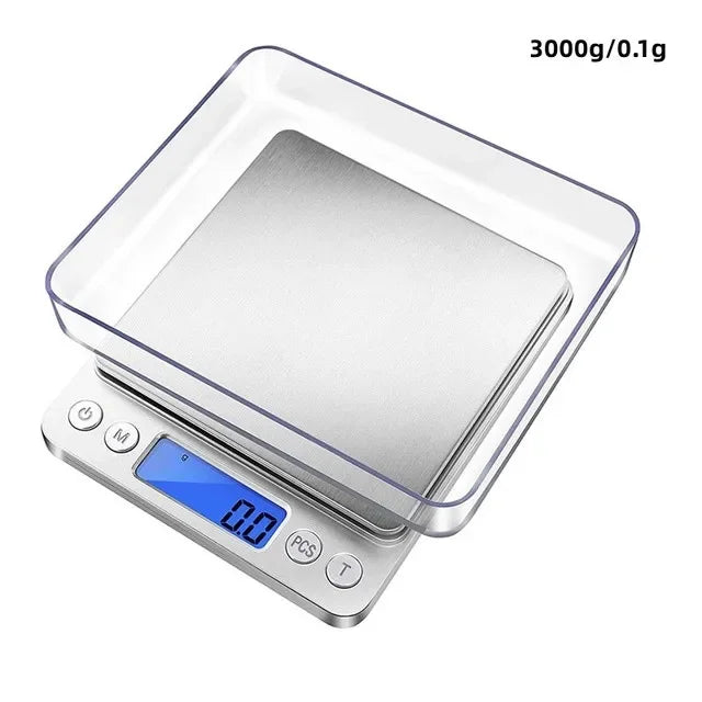 Digital Kitchen Scale Mini Pocket Stainless Steel Precision Jewelry Electronic Balance Weight Gold Gram 0.1/3000g Weigh Scales