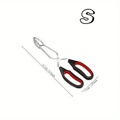 3sizes Barbecue Scissor Tong Non-Slip Grilled Food Bread Tong Metal BBQ Baking Clip with Long Handle Kitchen Cooking Accessories