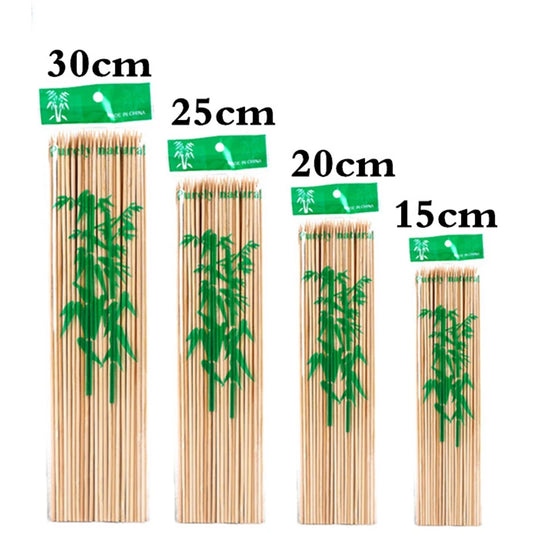 100pcs Bamboo Skewer Sticks Sturdy Disposable Barbecue Fruit Natural Wood Sticks Barbecue Party Buffet Food BBQ Tools Accessorie