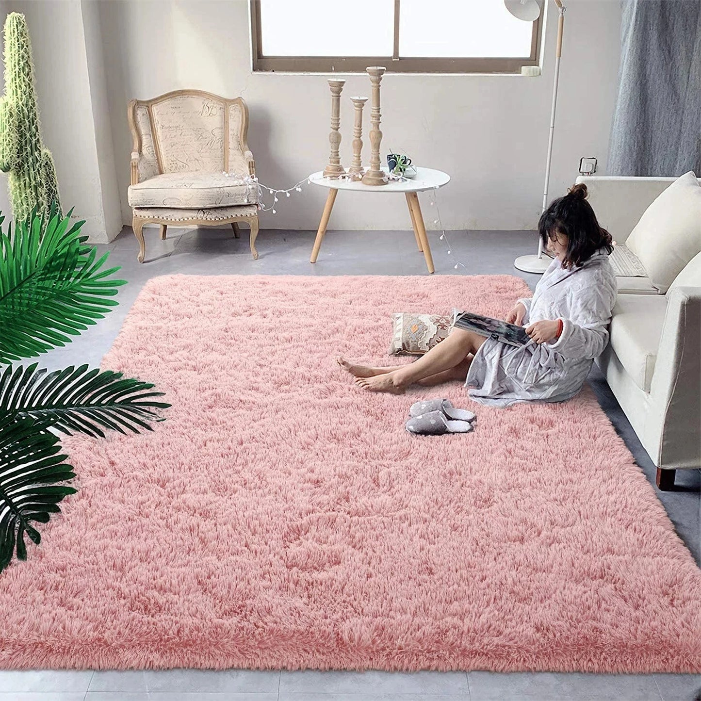 Fluffy Rug Indoor Plush Soft Carpet for Living Room Anti-Skid Durable Area Rug for Girls Bedroom Kids Room Carpets