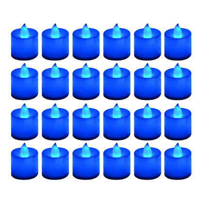 Blue Light Candles 24 Packs Flameless Blue Tea Lights Flickering Navy Blue Votive Candles For Birthday Wedding Party Festival