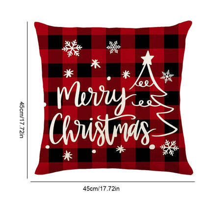 Christmas Throw Pillow Cover Soft Winter Holiday Pillowcase Decorative Cushion Cover Letters Cushion Case for Couch