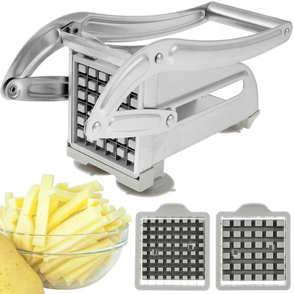 French Fry Cutter Stainless Steel Potato Chipper Fast Cutting Potato Chip Cutter with 36/46Holes Blades Manual Food Slicer Dicer