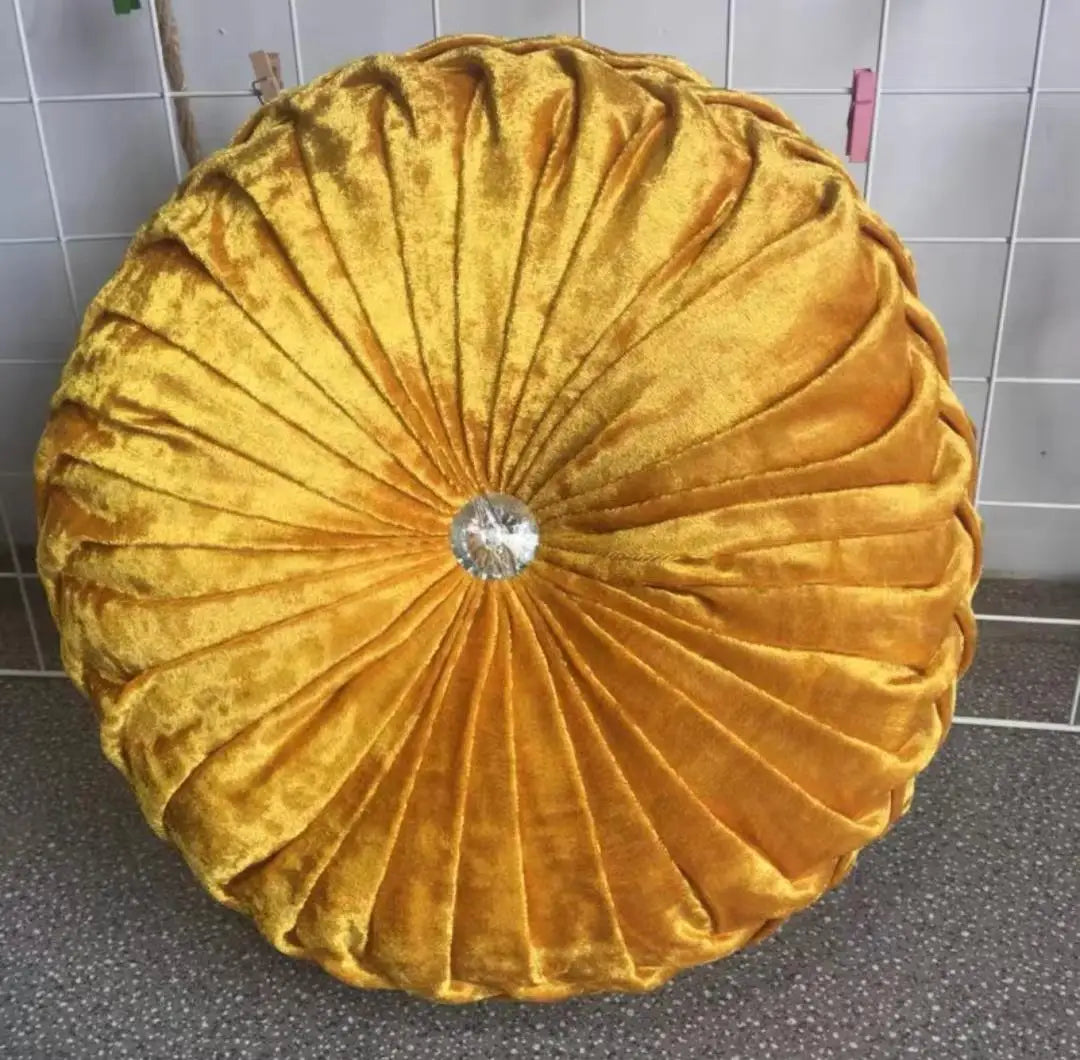 35/40cm Round Pumpkin Pleated Seat Cushion Pillow Pouf Soft Velvet Comfortable Pouf Throw Floor Sofa Home Decor Cojines Coussin