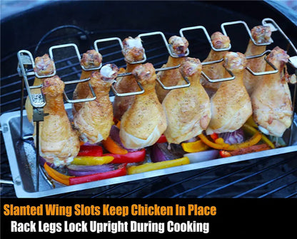 BBQ Stainless Steel Barbecue Chicken Wing and Leg Rack Beef Chicken Wing Leg Grill Barbecue Cooking Drumstick Oven Roaster Stand