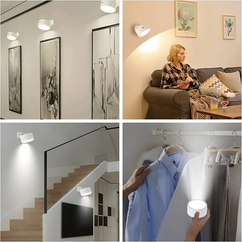 LED Wall Mounted Lights with Remote Wireless Magnetic Wall Sconces 3 Color Dimmable USB Rechargeable for Bedroom Bedside Light