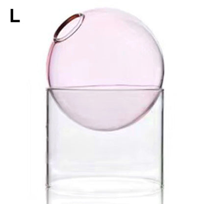 Mini Round Flower Vase Hydroponic Container Micro Landscape Glass Ecological Bottle Borosilicate Glass Bottle With Home Decorate