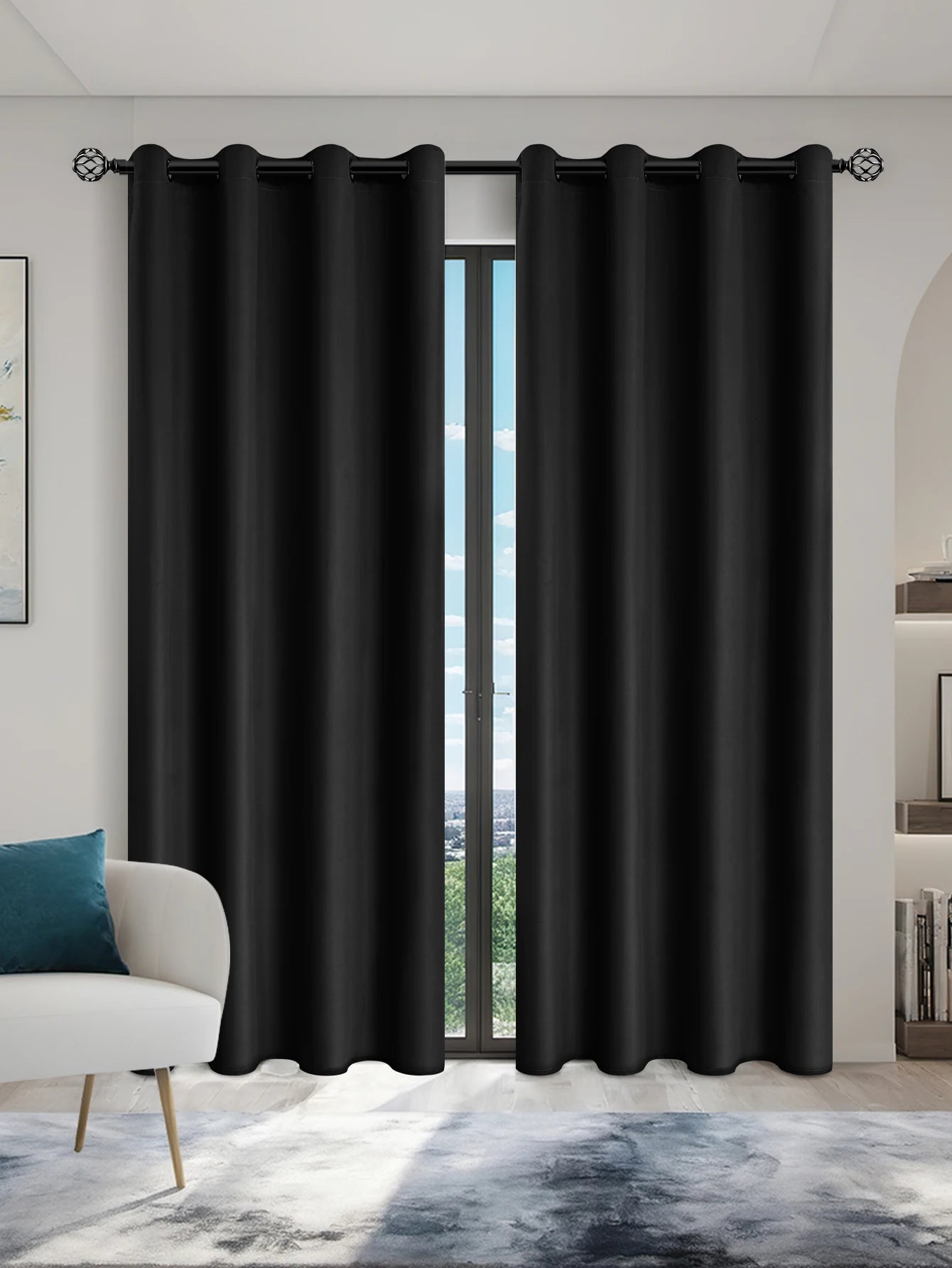 2pcs Solid 100% Blackout Curtains - Curtains for Bedroom and Living Room - UV Protection, Easy Sliding, and Stylish Design