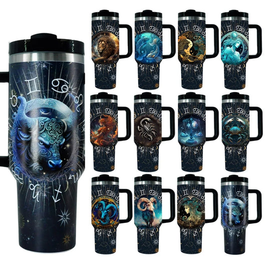 40oz Stainless Steel Insulated Tumbler Constellation Design with Lid for Travel Office Durable Summer Drinkware Unique Birthday