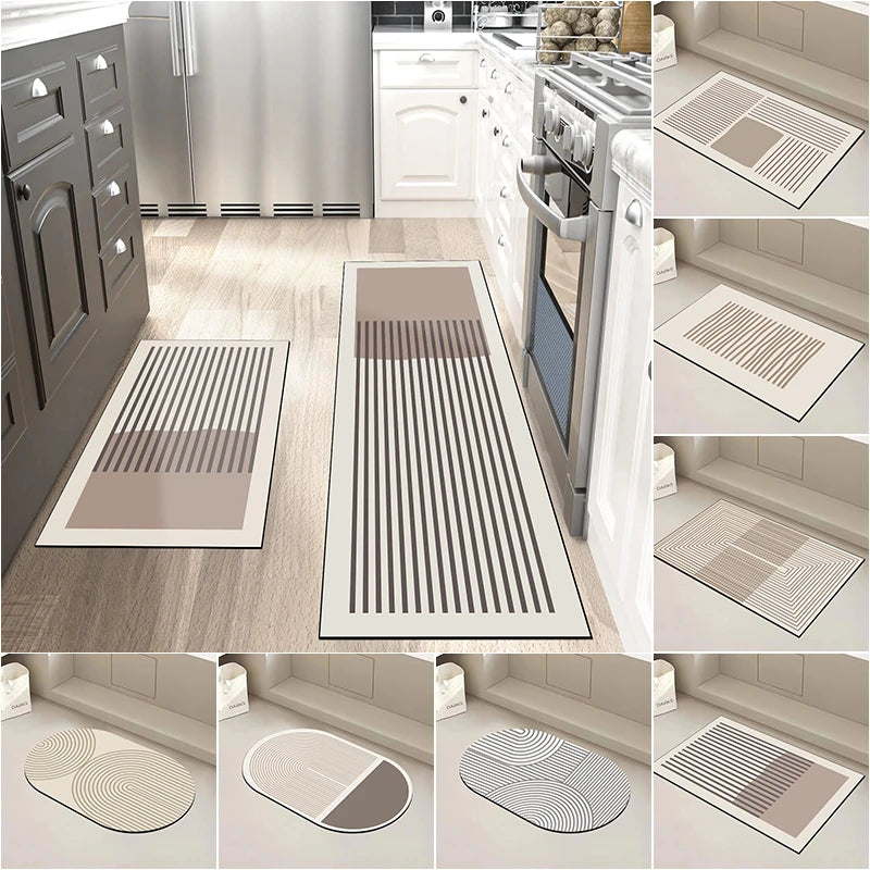 Super Absorbent Kitchen Floor Mat Long Diatomite Kitchen Rug Soft Washable Carpets Anti Slip Bathroom Entrance Doormat