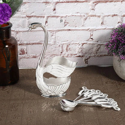 Coffee Dessert Spoon Set European  Elegant Swan Fruit Scoop Holder Decorative Tableware Table Decor Coffee Spoon Stand Kit