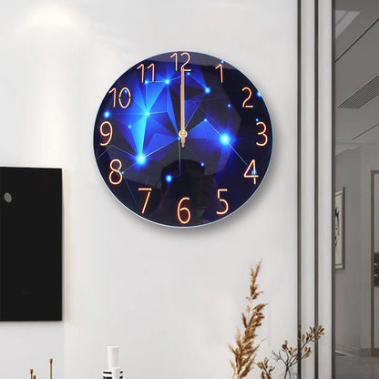 12" Silent Blue Diamond Round Wall Clock Blue Decorative Modern Style Interior Wall Clocks