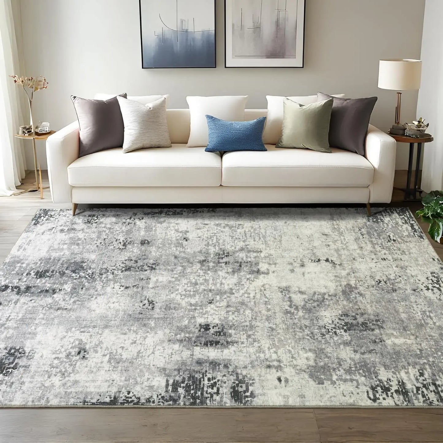 Living Room Area Rugs Soft Large Modern Abstract Area Rug,  Boho Vintage Machine Washable Non Slip Carpet , Low Pile Rugs