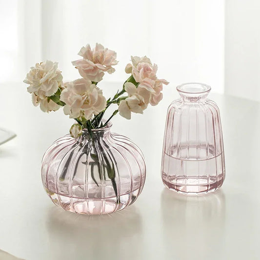 Decorative Flower Bottle Modern Mini Glass Vase for Flowers Transparent Bud Vase Designed for Living Room Decor Table Ornaments