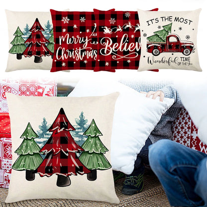 Christmas Throw Pillow Cover Soft Winter Holiday Pillowcase Decorative Cushion Cover Letters Cushion Case for Couch