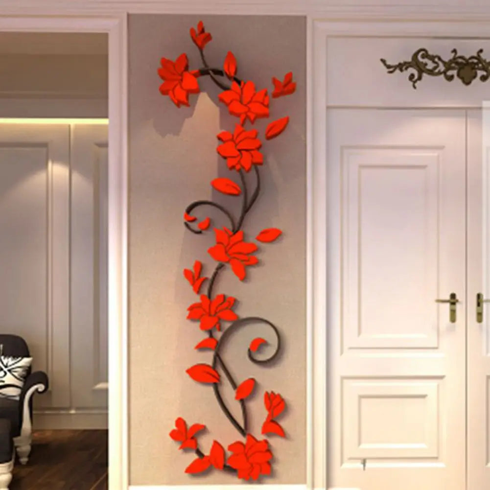 3D Wall Stickers DIY Removable Art Vinyl Vase Flower Tree Decal Mural Home Bedroom Decoration