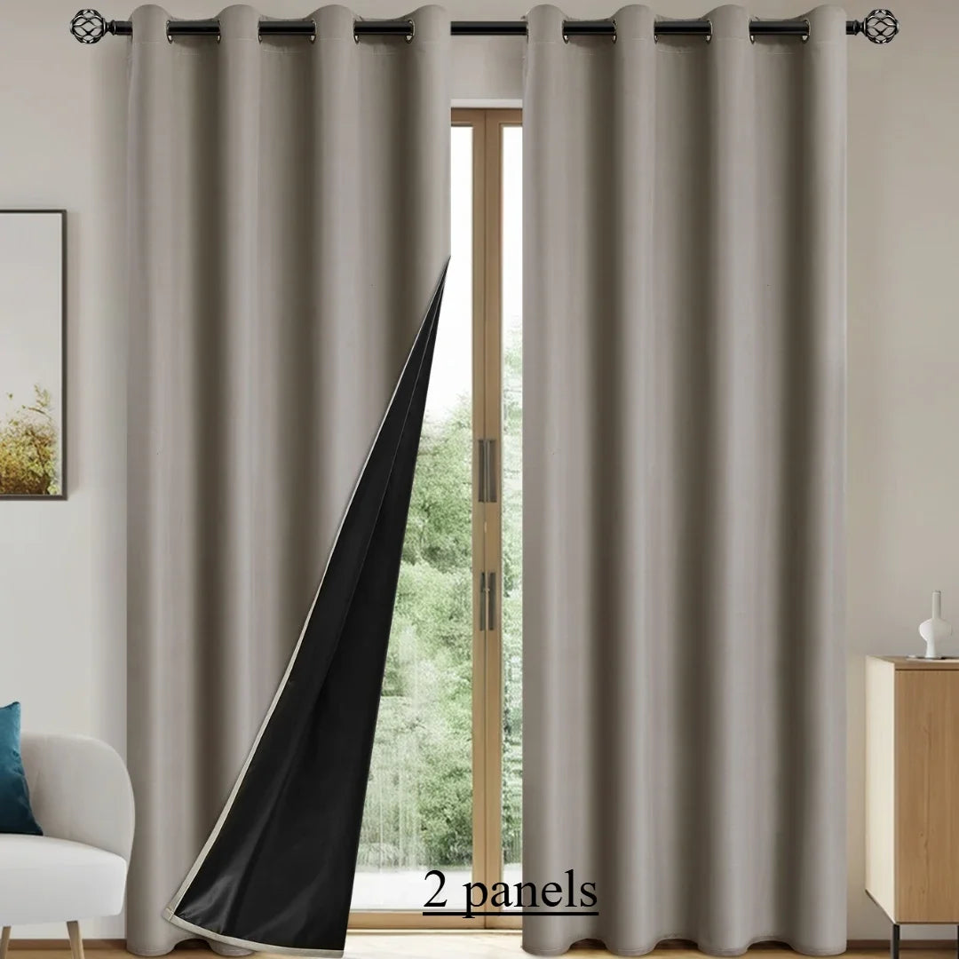 2pcs Solid 100% Blackout Curtains - Curtains for Bedroom and Living Room - UV Protection, Easy Sliding, and Stylish Design