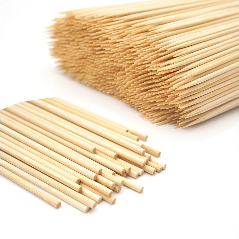 100pcs Bamboo Skewer Sticks Sturdy Disposable Barbecue Fruit Natural Wood Sticks Barbecue Party Buffet Food BBQ Tools Accessorie