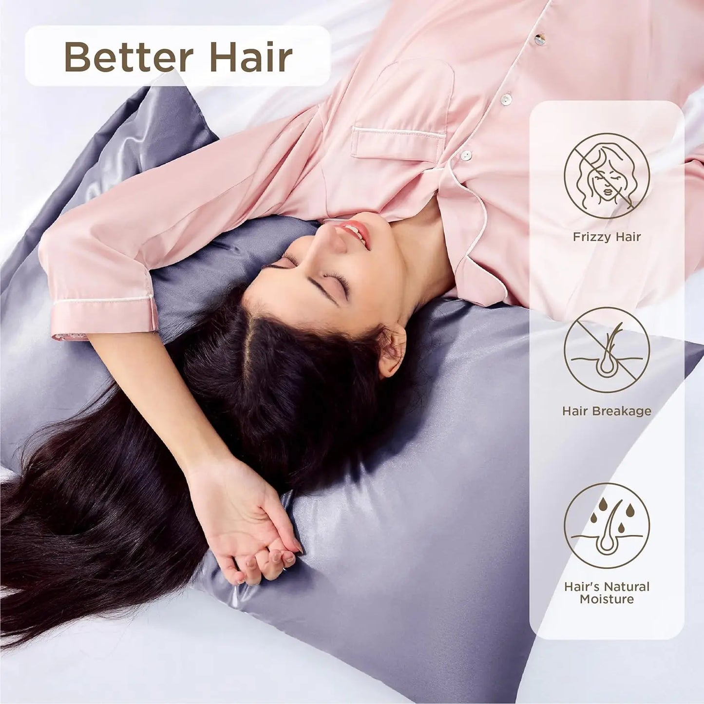 Bedsure Satin Pillowcase for Hair and Skin - Silky Pillowcase with Envelope Closure, Similar to Silk Pillow Cases