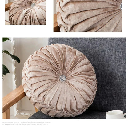 35/40cm Round Pumpkin Pleated Seat Cushion Pillow Pouf Soft Velvet Comfortable Pouf Throw Floor Sofa Home Decor Cojines Coussin