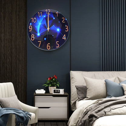 12" Silent Blue Diamond Round Wall Clock Blue Decorative Modern Style Interior Wall Clocks