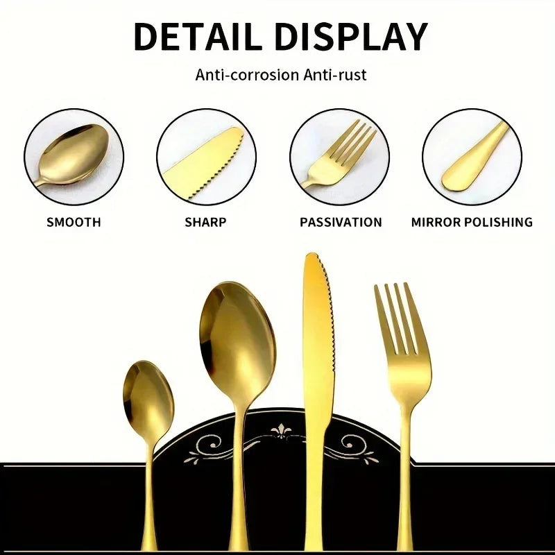 24Piece Stainless Steel Flatware Set Cutlery Set for Easter, Christmas, Kitchen Utensils Gift Set for Home and Dinner Party