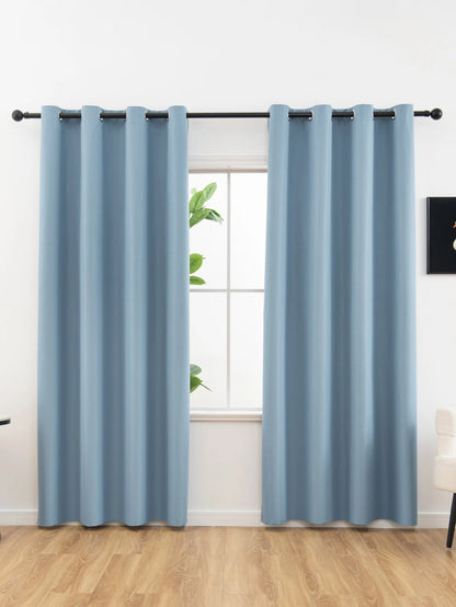 2pcs Solid 100% Blackout Curtains - Curtains for Bedroom and Living Room - UV Protection, Easy Sliding, and Stylish Design