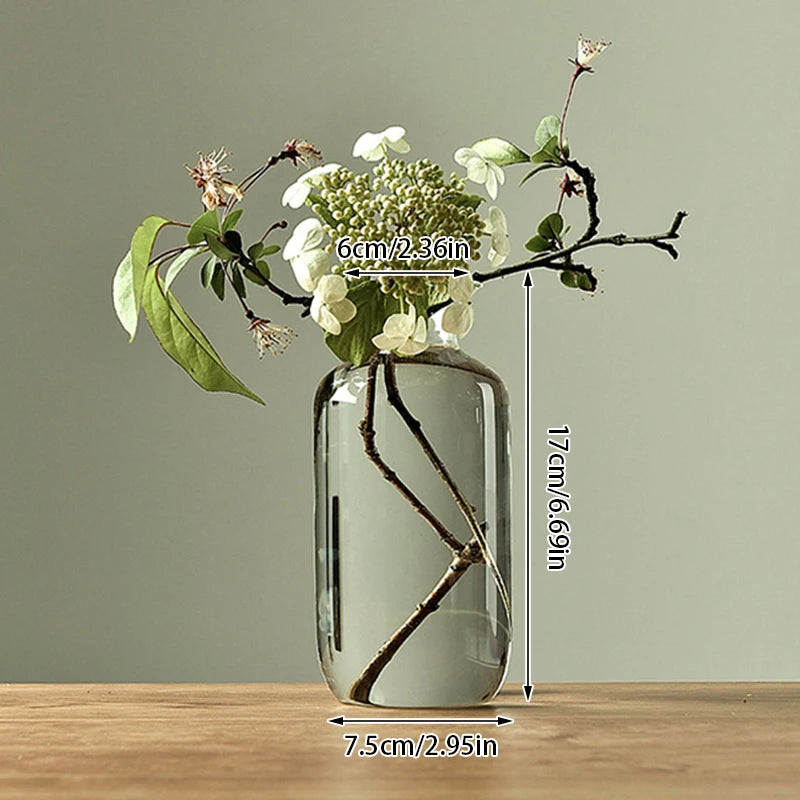 Transparent Glass Vases for Plant Bottle Japanese Zen Flower Vase Simple Hydroponic Living Room Table Decorative Flower Pot