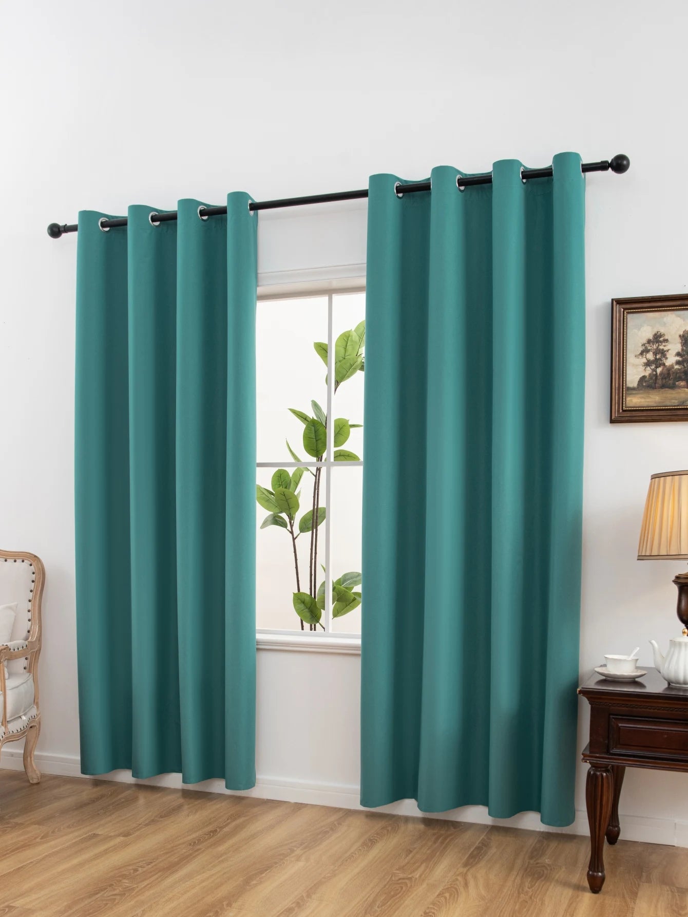 2pcs Solid 100% Blackout Curtains - Curtains for Bedroom and Living Room - UV Protection, Easy Sliding, and Stylish Design