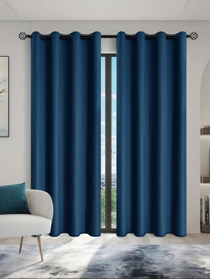 2pcs Solid 100% Blackout Curtains - Curtains for Bedroom and Living Room - UV Protection, Easy Sliding, and Stylish Design