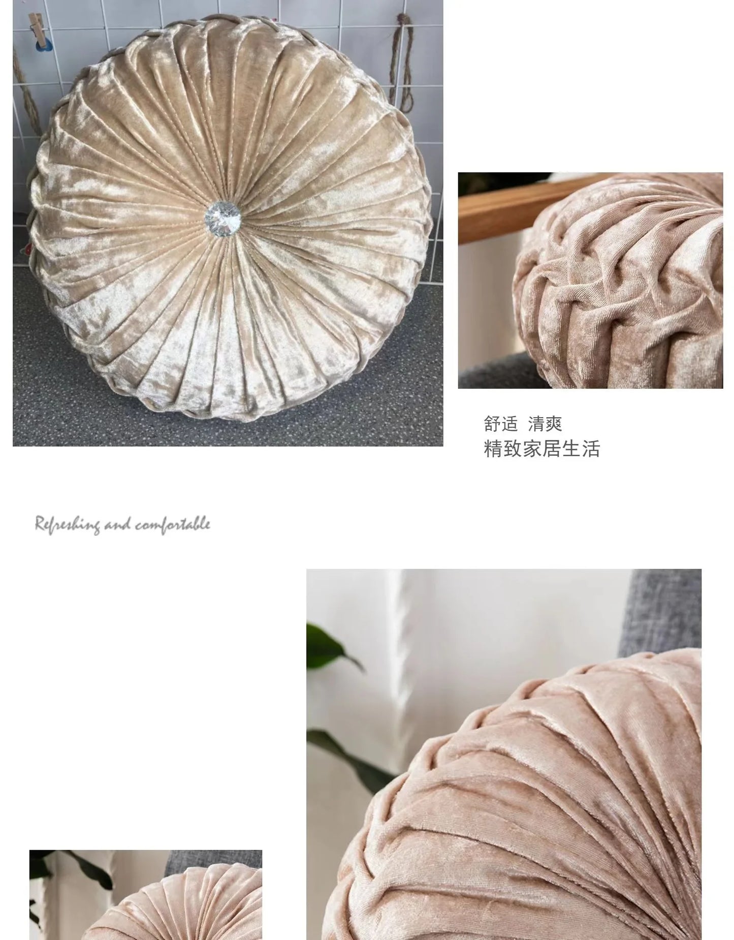 35/40cm Round Pumpkin Pleated Seat Cushion Pillow Pouf Soft Velvet Comfortable Pouf Throw Floor Sofa Home Decor Cojines Coussin