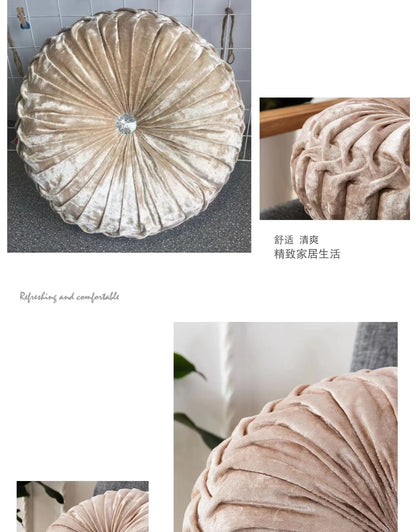 35/40cm Round Pumpkin Pleated Seat Cushion Pillow Pouf Soft Velvet Comfortable Pouf Throw Floor Sofa Home Decor Cojines Coussin