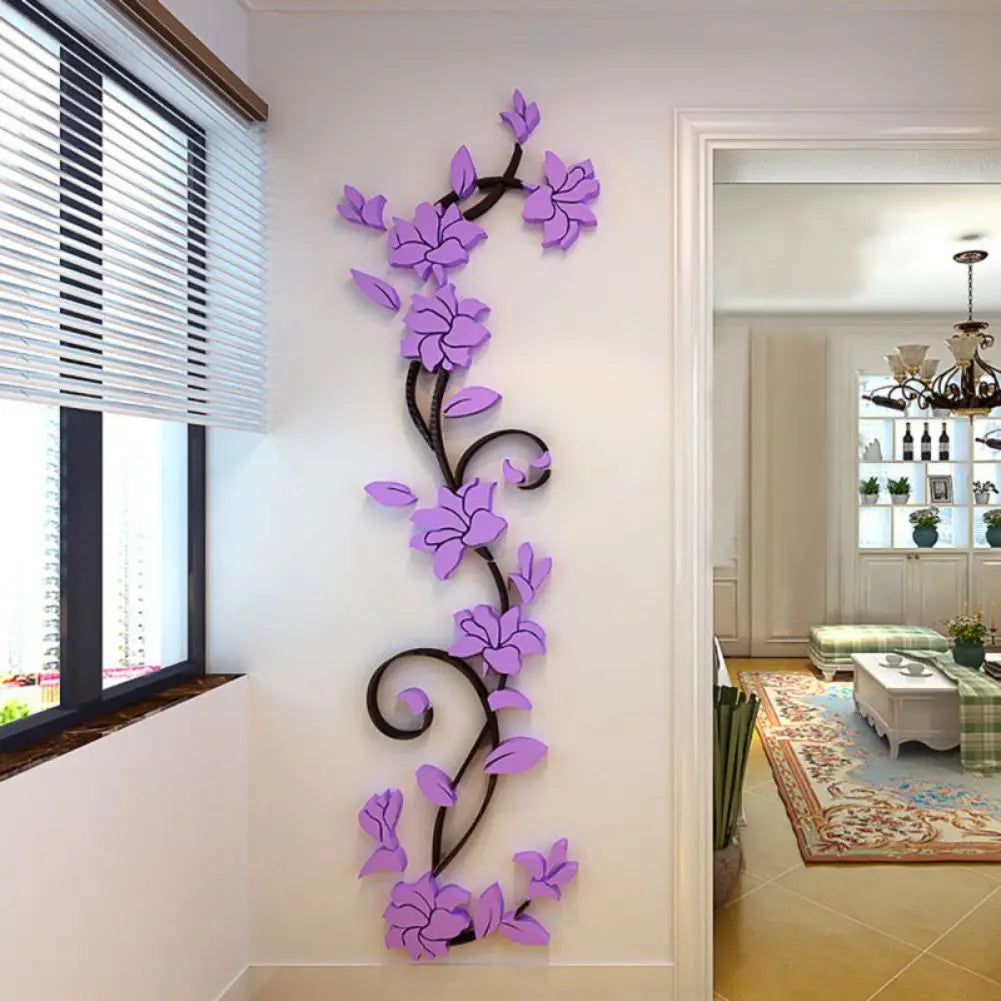 3D Wall Stickers DIY Removable Art Vinyl Vase Flower Tree Decal Mural Home Bedroom Decoration