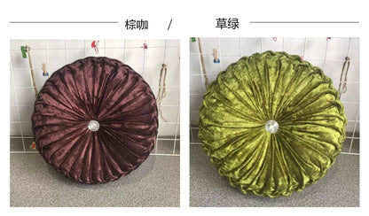 35/40cm Round Pumpkin Pleated Seat Cushion Pillow Pouf Soft Velvet Comfortable Pouf Throw Floor Sofa Home Decor Cojines Coussin