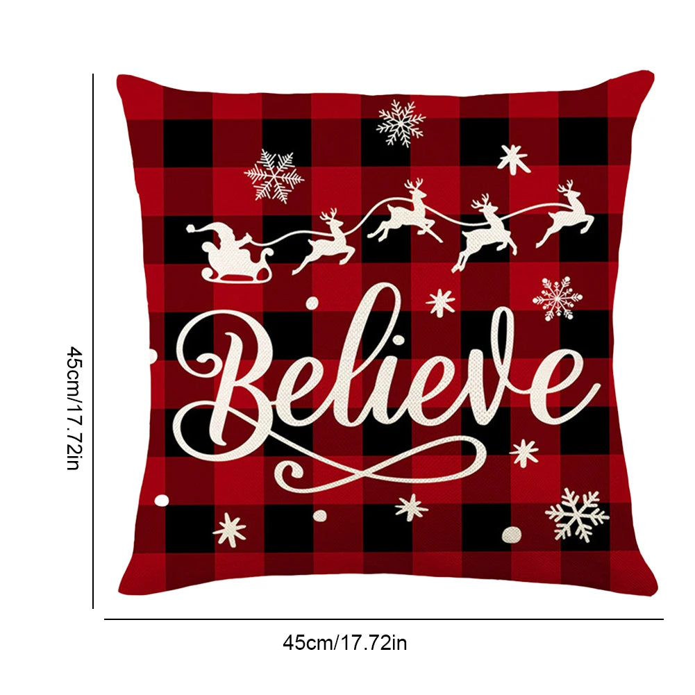 Christmas Throw Pillow Cover Soft Winter Holiday Pillowcase Decorative Cushion Cover Letters Cushion Case for Couch