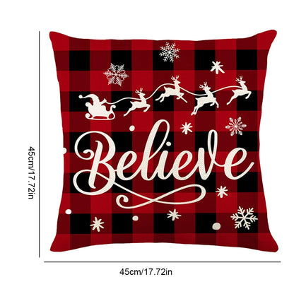 Christmas Throw Pillow Cover Soft Winter Holiday Pillowcase Decorative Cushion Cover Letters Cushion Case for Couch